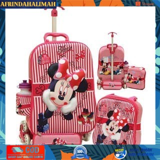 

{TERBARU} Berkah Promo Olshop Tas Trolley Anak Sekolah Minnie Mouse 3D 4in1 Set