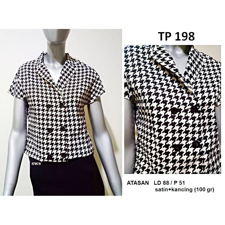 TP198 - BAJU ATASAN KEMEJA KERJA MONOCHROME ATASAN KANTOR WANITA