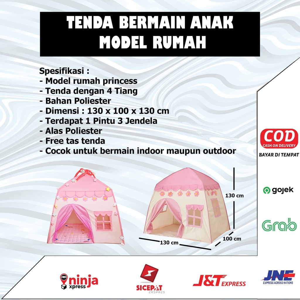 Tenda Castil Mainan Rumah Rumahan Anak Bermain Perempuan Laki Laki Murah Jumbo Besar Lipat Indoor T2