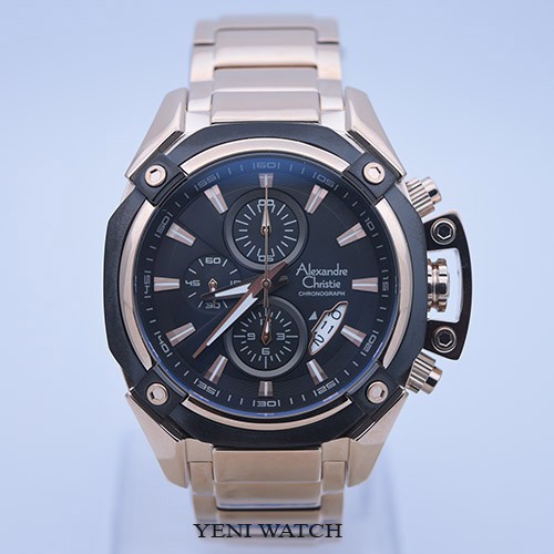 Jam Tangan Alexandre Christie Ac 6225 Gold Black Original