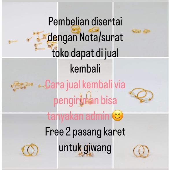 Anting Bayi &amp; Anak EMAS ASLI kadar 300 berat 0,25 gr (bayi) dan 0,5 gr (anak)