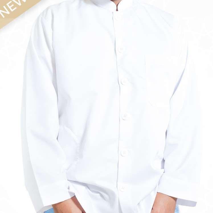 Terbaru.. baju koko pria putih lengan panjang polos baju Koko putih terbaru