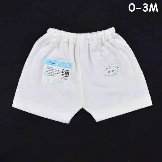 MIYO 1 Pcs Celana Pendek Bayi / Baby PUTIH (0-3M) | Bawahan Baju Bayi Newborn