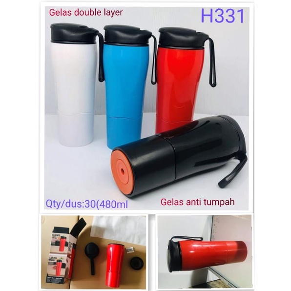 H331 Mighty Mug 480 Ml / Botol Ajaib Anti Tumpah Gelas Tumbler H331