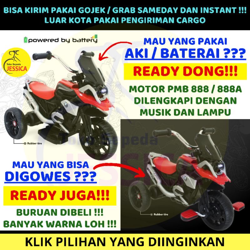 Motor Aki Gowes PMB 888 - M888 - Mainan Anak Sepeda Roda 3 Motor PMB M 888-A - M888A - PMB 888a - Ex