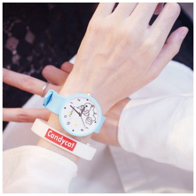 ✅COD Jam Tangan Wanita Woman Watch Unicorn Candy Color Quartz Table Harajuku Silicone Fashion Watch