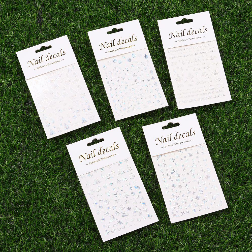 Stiker Kuku Motif Snowflake Warna Silver Untuk Dekorasi Manicure