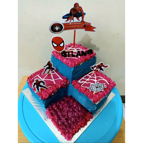 Jual Kue cake tart ulang tahun ultah tingkat sudut spiderman superhero