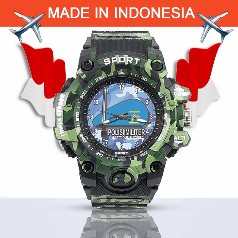 {Istimewa} Jam Tangan POLISI MILITER INDONESIA -Hitam Army Water Resistant