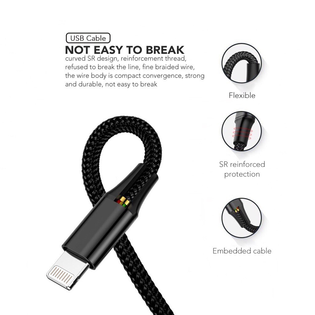 【COD】 Viqoo Kabel Charger 3 in1 C8  Micro USB Type C IOS Fast Charging Tahan lama lebih dari 2 tahun