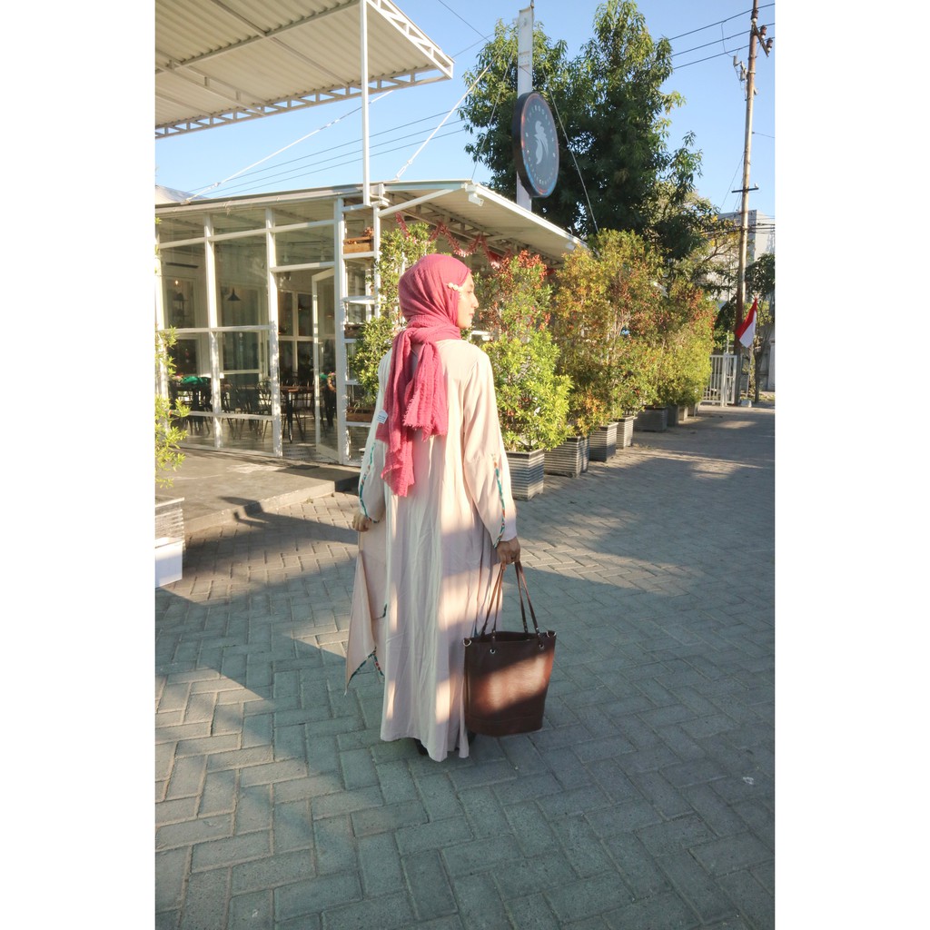 Gamis Abaya Kekinian Cardi Panjang Terbaru Bahan Songket Batik