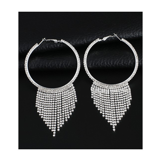 LRC Anting Tusuk Fashion Diamond Circle Openwork Earrings F4272X