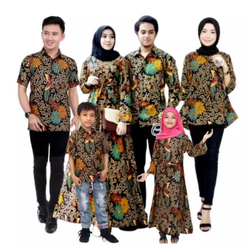 COUPEL GAMIS FAMILI Batik keluarga,SARIMBIT IBU AYAH DAN ANAK,BAJU COUPLE BATIK MURAH sekar menteh