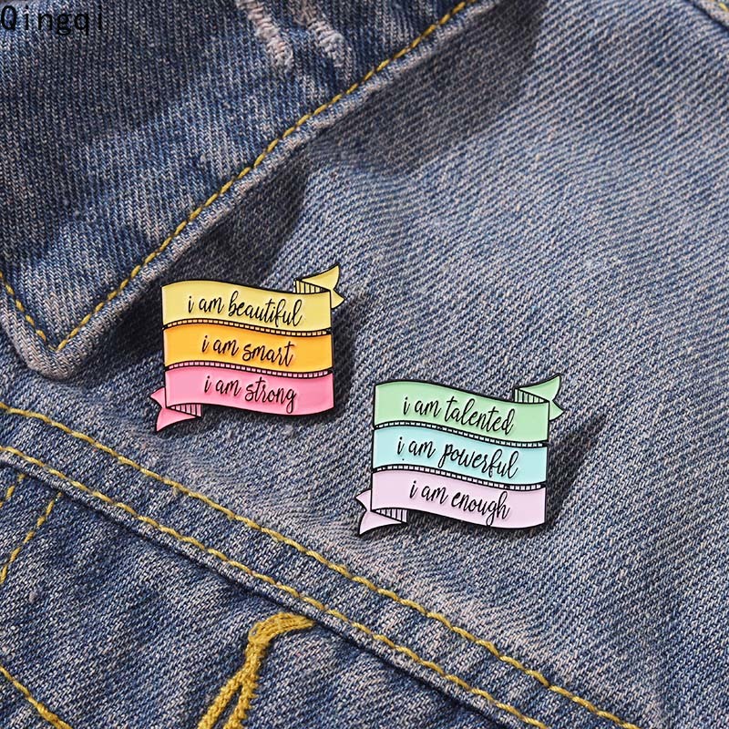 Quotes Lucu Banner I Am Beautiful Enamel Pin Colorful Banner Badge Bros Perhiasan Inspiratif Untuk Hadiah Baju Ransel