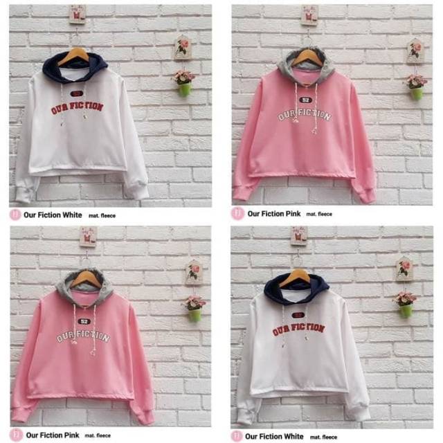 Fourfashion SWEATER CROP OUR FICTION HOODIE CASUAL