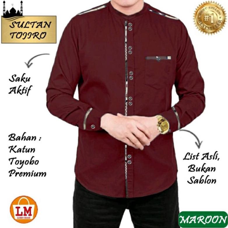 Baju Koko Pria Lengan Panjang Terbaru 2021 Sultan Tojiro Termurah Terlaris Jumbo Kekinian