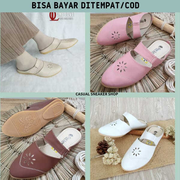 One Love Sepatu Sandal Wanita Nonslip Casual Flat Original Sandal Cewek Selop Kekinian
