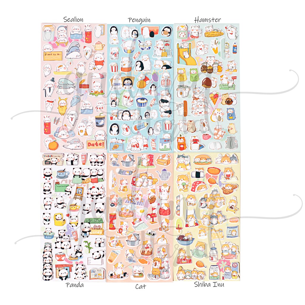 Stiker Cute Animal Stiker Lucu Animals Panda Cat Hamster Sealion Kucing DIY Srapbook GH 303012