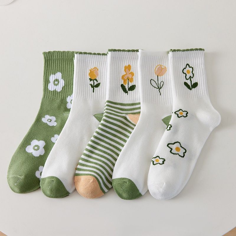 [COD] KAOS KAKI MID SOCK KAOS KAKI PANJANG MOTIF BUNGA BERUANG LUCU CUTE PREMIUM IMPORT TEBAL HALUS KAOS KAKI PANJANG DIATAS MATA KAKI FASHION