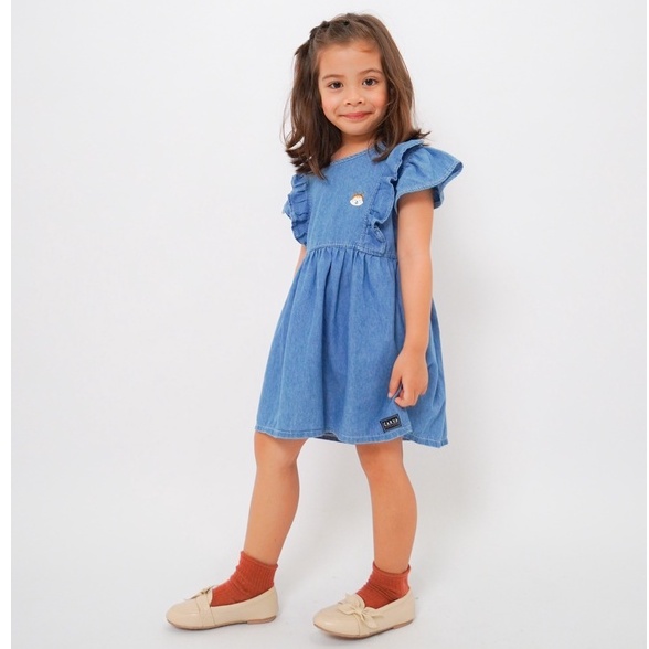 Carva Atasan anak dress jeans anak Rapunzel denim original realpict