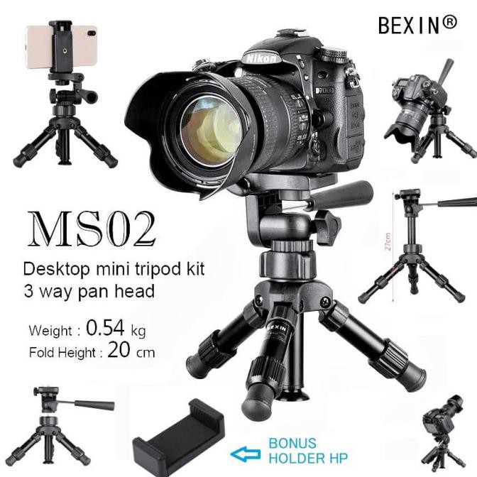 Wow Mini Tripod Kamera Dslr Hp Handphone Bexin Ms02 Video Stand Ball Head Limited