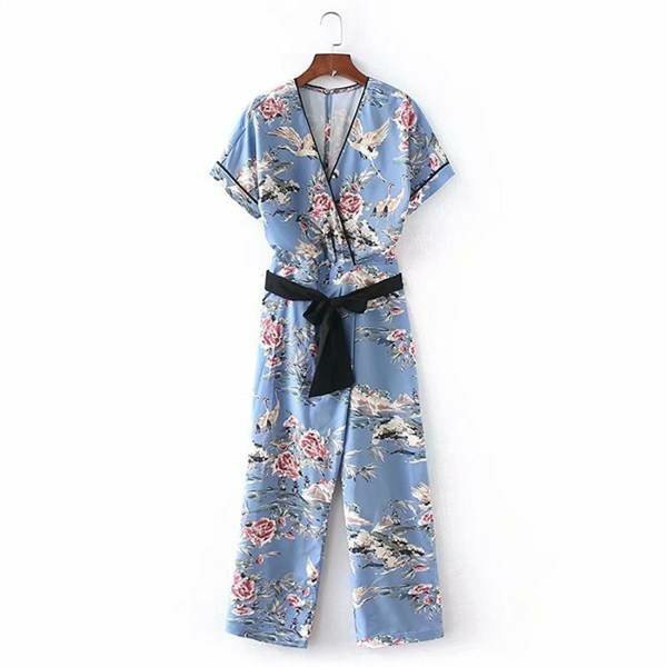 blue flower jumpsuit