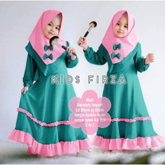 PROMO FIRZA SYARI KIDS BO MOSSCRAPE 4-6 Tahun Gamis Syari Set Hijab Anak Perempuan Gamis Anak Murah