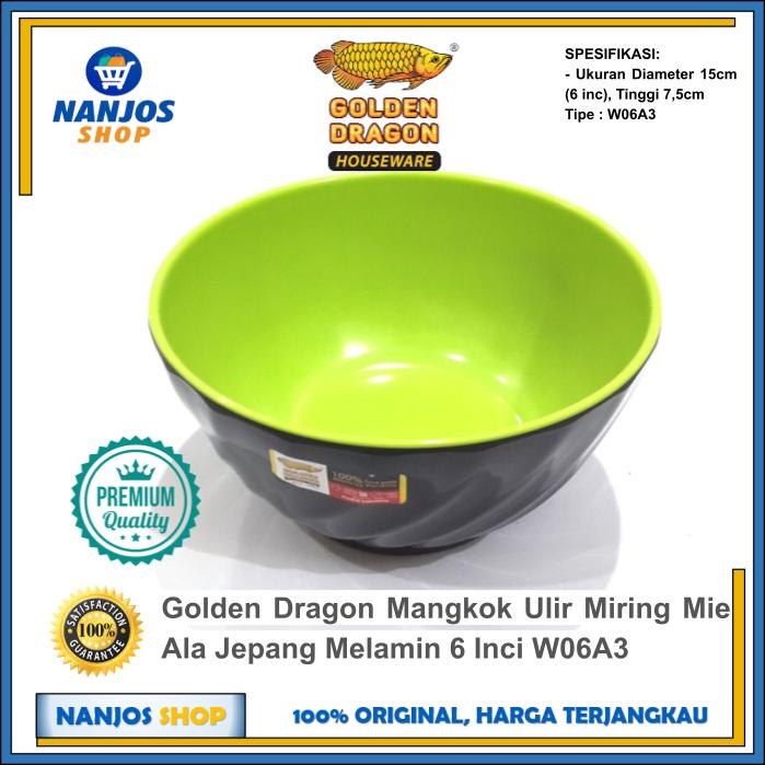 Golden Dragon Mangkok Ulir Miring Mie Ala Jepang Melamin 6 Inci W06A3