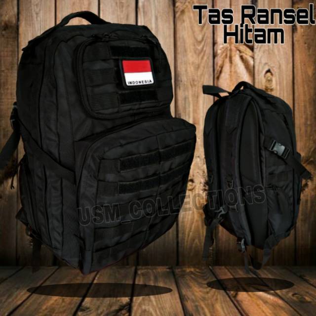 Tas Ransel Hitam Model JATAH TNI terbaru kualitas jatah / Ransel TNI / Ransel Pendidikan