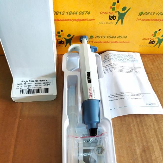 Drawell Micropipette 1-5 Ml Mikropipet Adjustable Volume 1000-5000 Ul