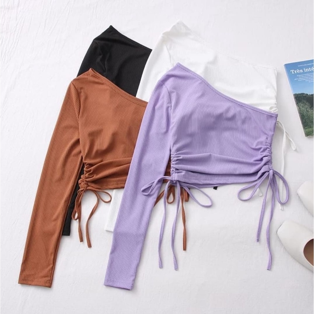 BEFAST - ZEC Blouse SYUZY / Jo Soo Top / Atasan Lengan Satu / Atasan Kekinian / Blouse Polos Terbaru