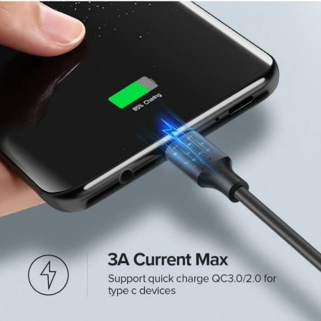 Ugreen Kabel Type C 3A Panjang 25cm 100cm 150cm 200cm 300cm - Kabel Charger Ugreen Usb C 3A Fast Charging