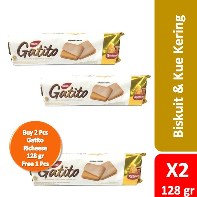 Nabati Gatito Biskuit 2 x 128 gr + Nabati Gatito Biskuit 128 gr