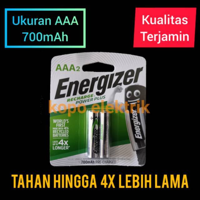 Baterai / Batre Energizer Recharge AAA 2 Pcs A3 700mAh