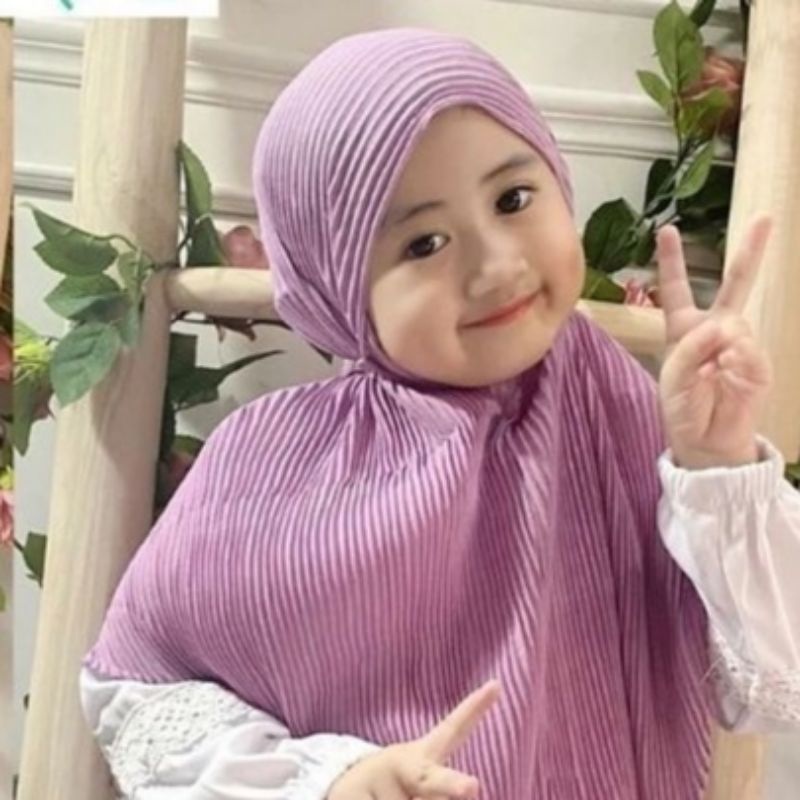 Bergo Plisket Anak 2-13th Bergo Maryam Plisket Anak Kerudung-Instan Anak Plisket
