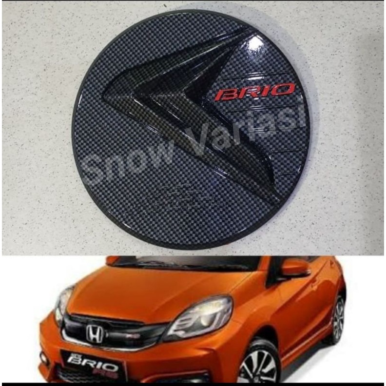 Tank cover carbon tulisan merah BRIO