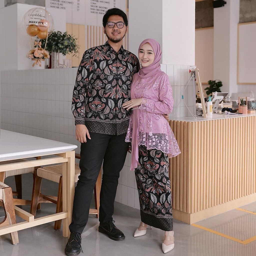PROMO KULAKAN TERMURAH 169rb sepasang !! Maura Couple - Sania Ruffle Batik Couple Ori Ndoro Jowi Garansi Termurah Shopee - BATIK SOLO MODERN-Pink