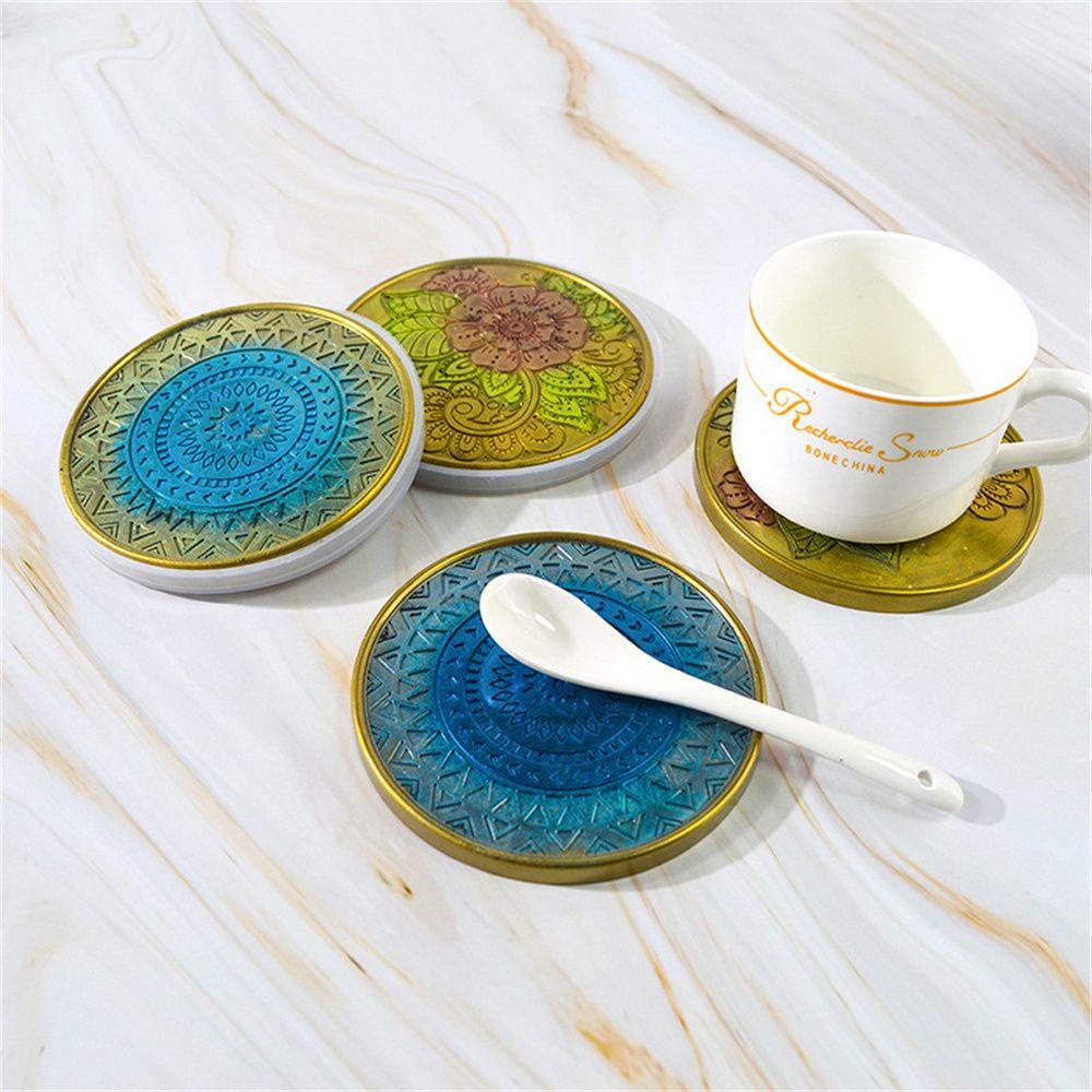 Preva Cetakan Pengecoran Resin Epoxy Dekorasi Desktop DIY Craft Tray Coaster Silicone Cup Mat Membuat Perhiasan Cetakan