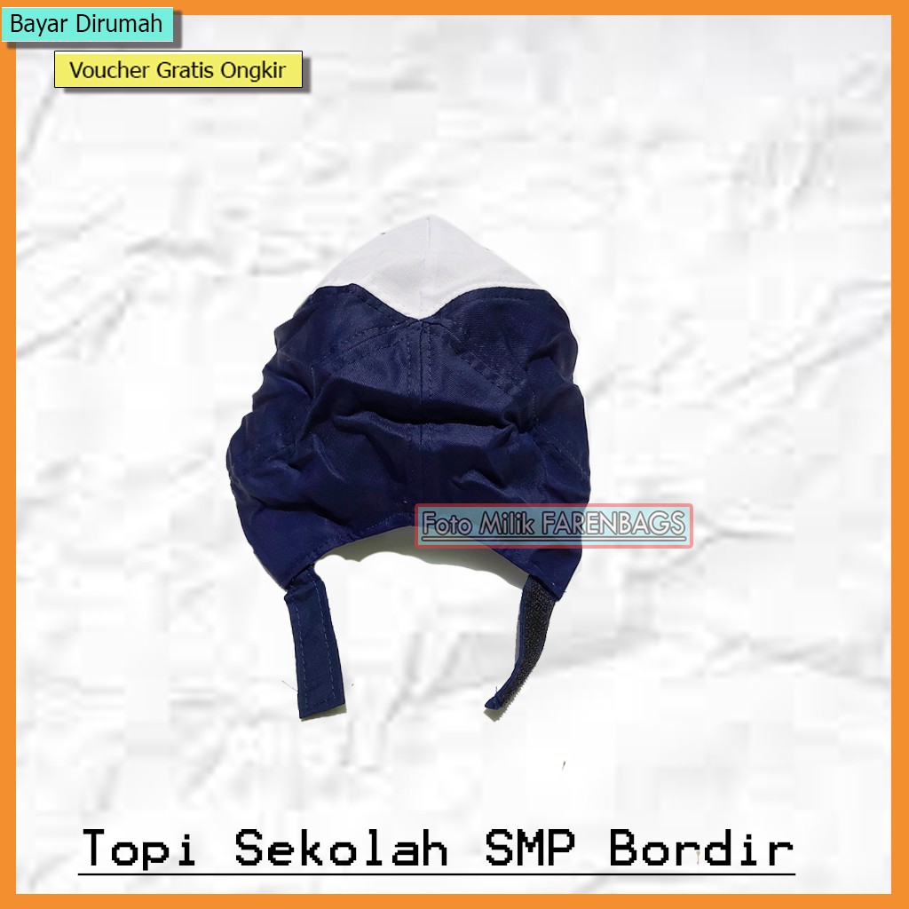 Topi Sekolah SMP Topi Anak SMP Topi Putih Biru SMP Bordir