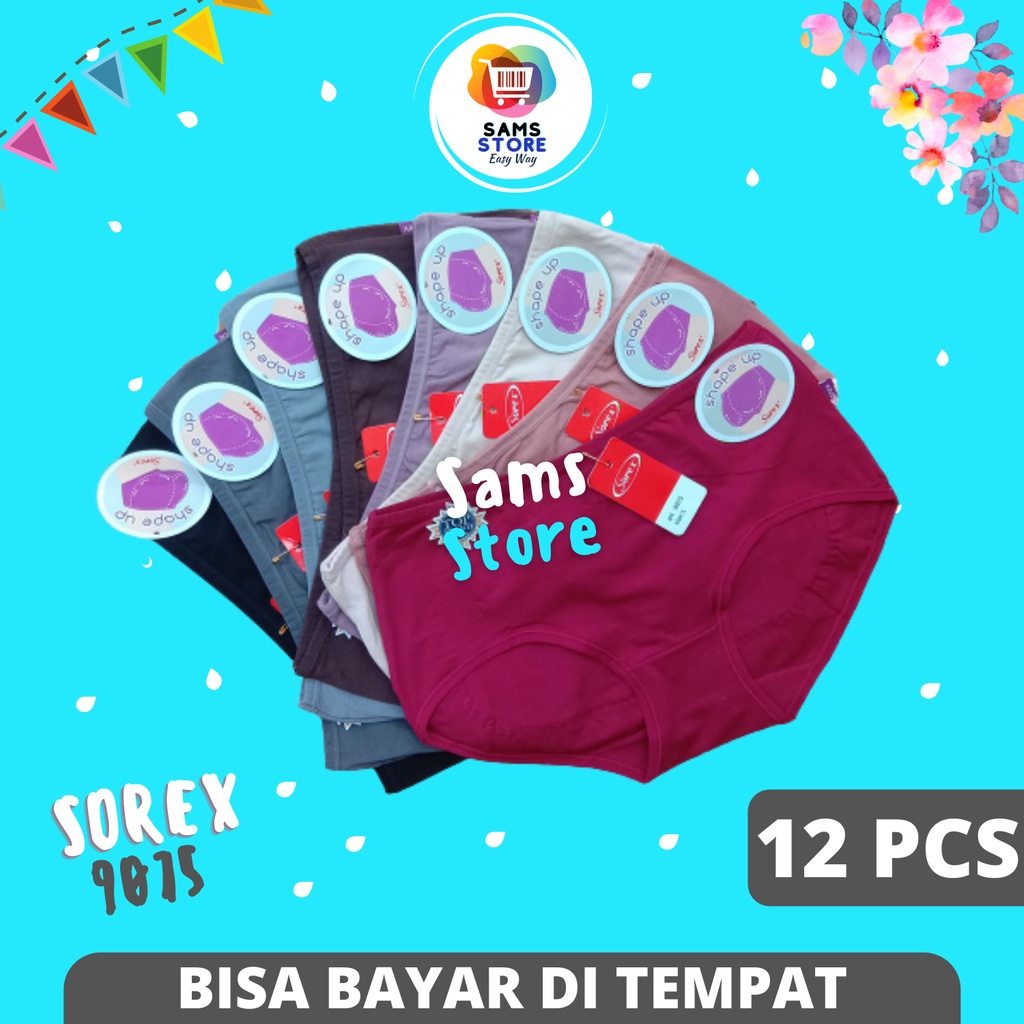 12 Pcs Celana Dalam Wanita Merk Sorex / CD Sorek 9075 Ukuran M L XL XXL XXXL / Celana Dalem Perempua