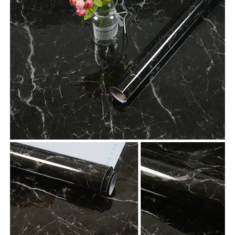 Kunataruma Wallpaper Sticker Motif Marble Marmer Meja Makan Dapur Dekorasi Dinding Lantai 3D Kulkas-7