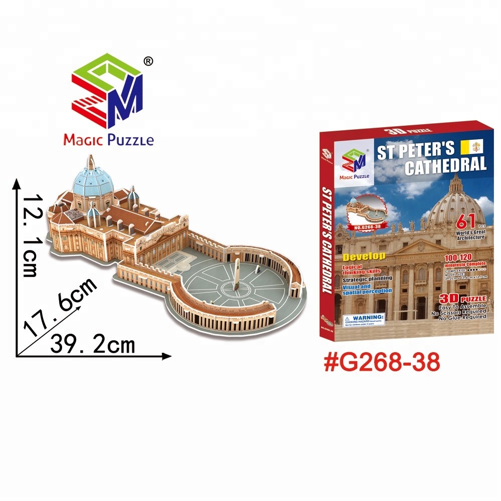 Mainan Puzzle Gereja - SAINT PETER'S CATHEDRAL - 3d Puzzle G268-38 - DIY - Pazel Gereja - Koleksi Pajangan - Bangunan Persejarah