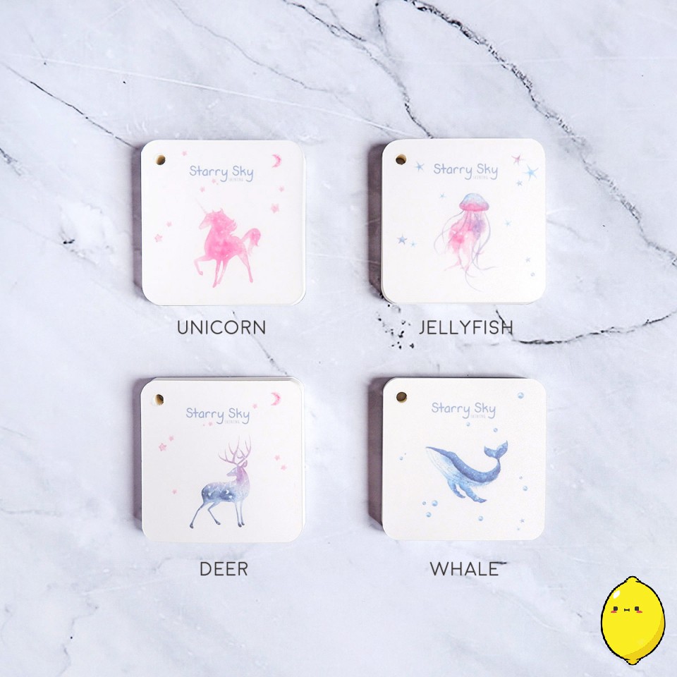 Gantungan Memo Kecil Starry Sky Plain Keychain Square Memopad-3