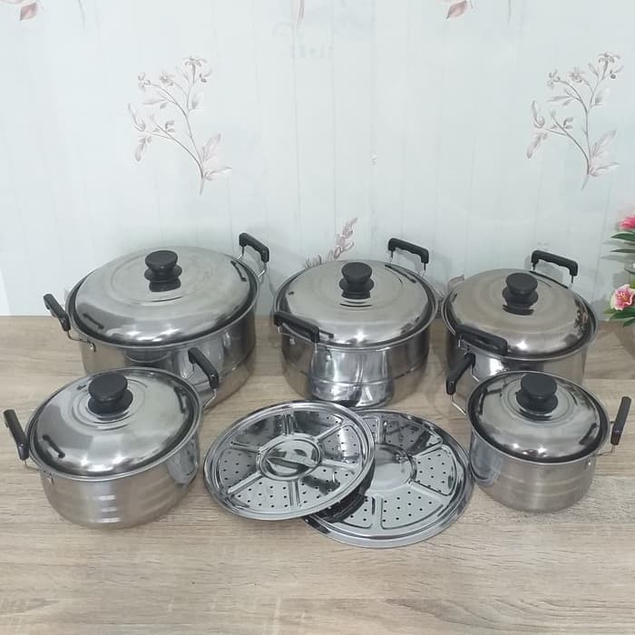 PANCI SET 5 PCS STEAMER / PANCI SET STEAMER STAINLESS TEBAL / PANCI STEAMER 5 SUSUN / TOKO HAF STORE