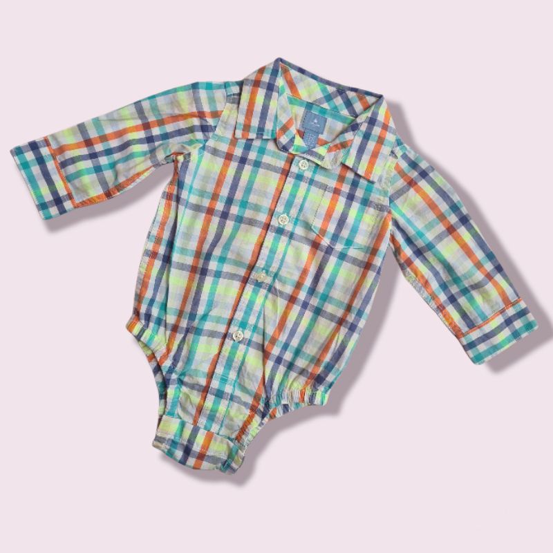 Termurah Kemeja Jumper Anak Bayi Baby Gap Button Front Bodysuit Original-1