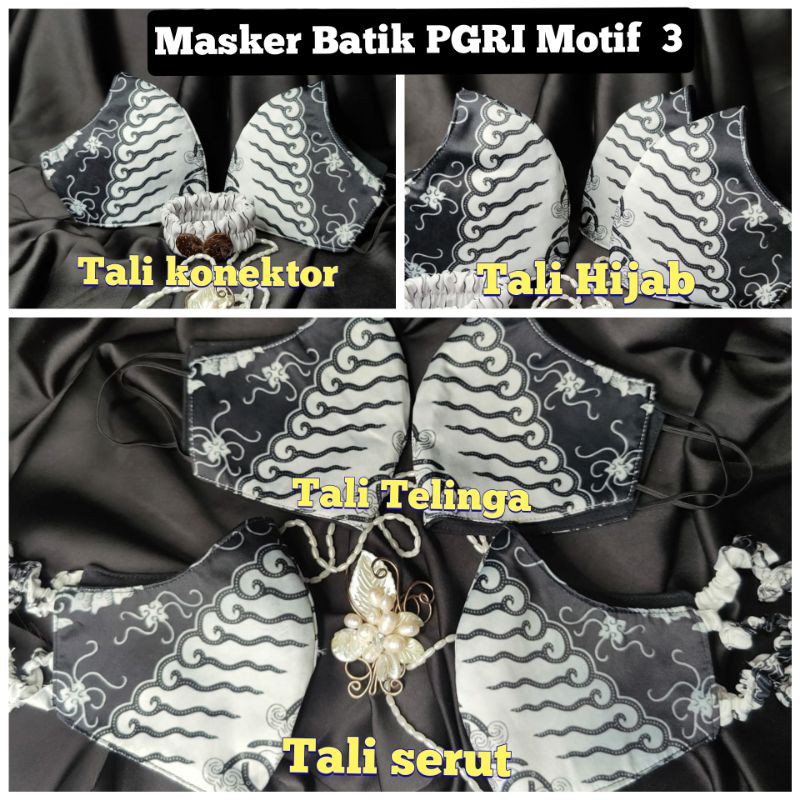 Masker Batik PGRI Premium aneka motif dan pilihan Tali