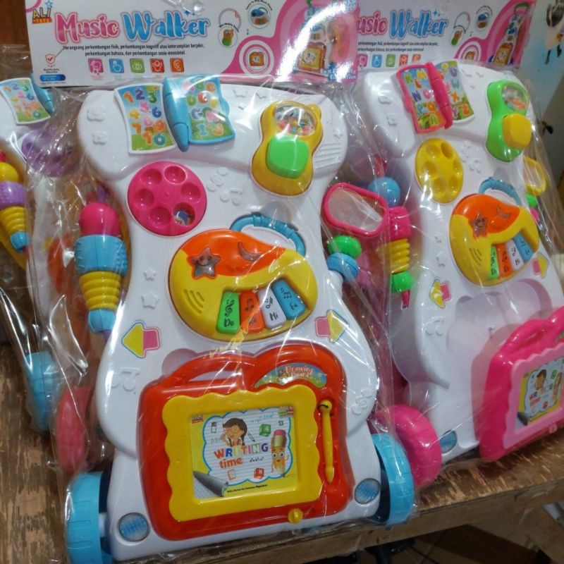 Music Walker Push Walker Mainan Anak Bayi Kereta Dorong Baby