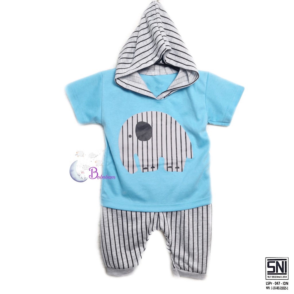 BAJU BAYI BOBOBAM GAJAH HOODIE SETELAN ANAK LAKI-LAKI / SETELAN ANAK HARGA GROSIR