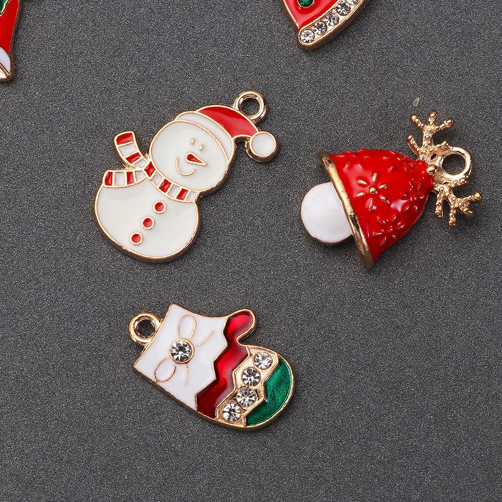 Lily 10pcs/lot Enamel Charms DIY Kerajinan Anting Gelang Santa Claus Liontin