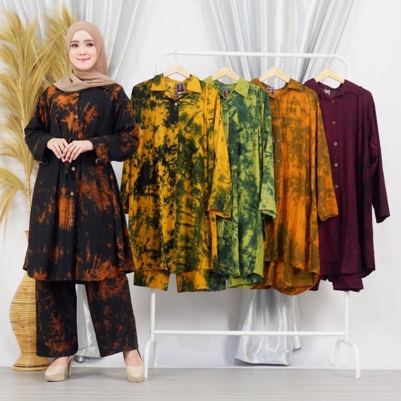 TUNIK SETELAN KANCING CELANA PANJANG